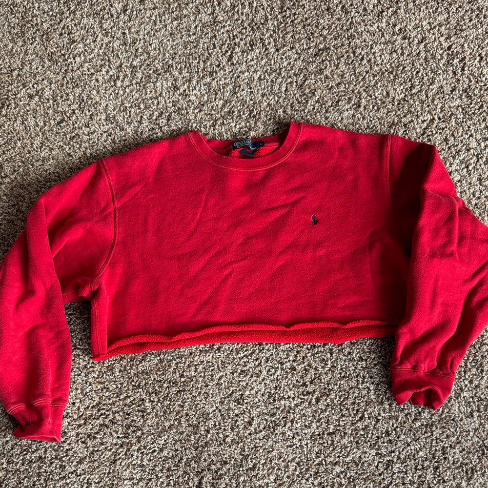 Polo by Ralph Lauren Women's Red Cropped Sweatshirt